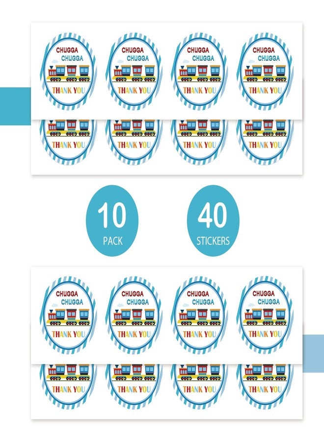 FORSHEEP 40pcs Train Round Stickers, Steam Train Thank You Labels, Choo Choo Round Stickers for Boy, Railroad Themed Birthday Party Favor - Image 3